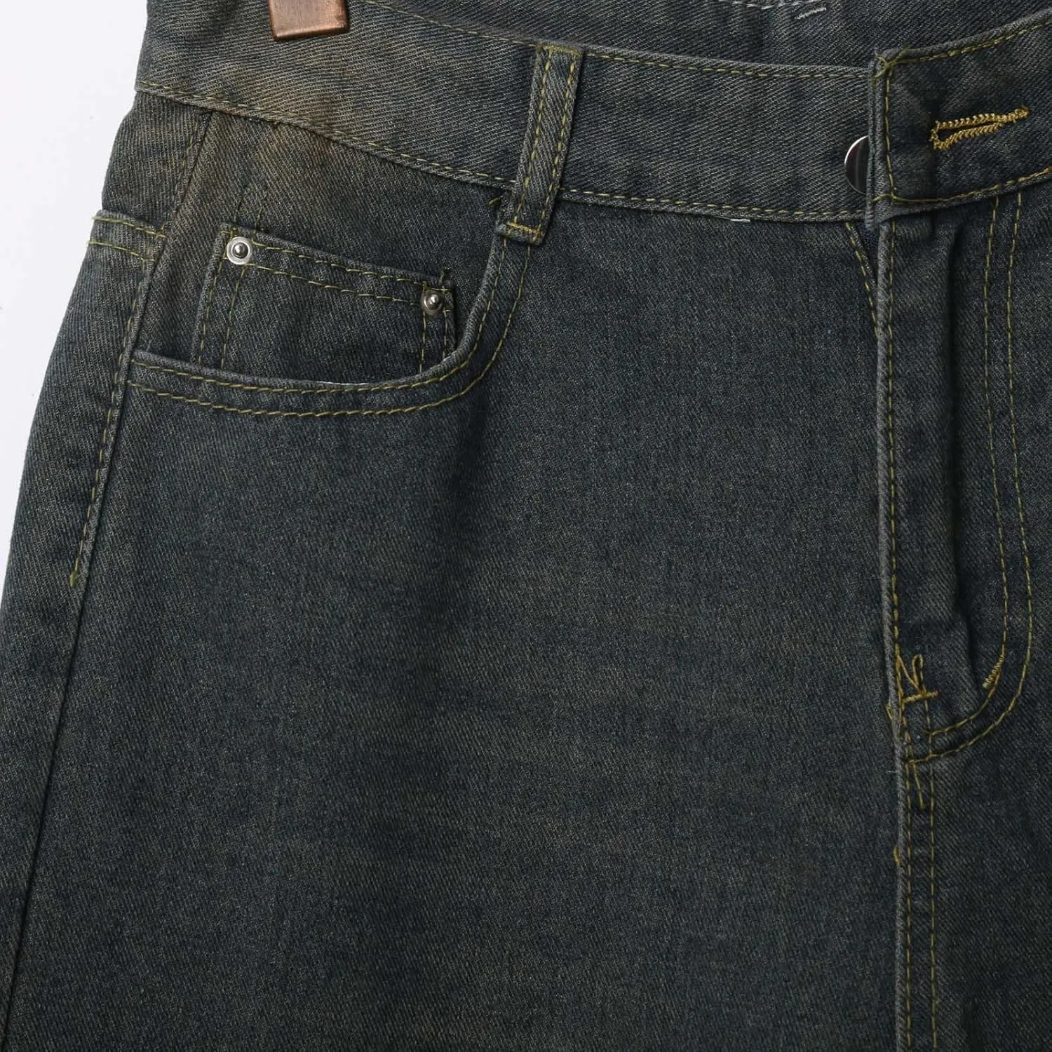 Men's Loose Y2K Hip Hop Mid Jean Shorts Work Denim Shorts with Pockets Casual Summer Streetwear Clothes