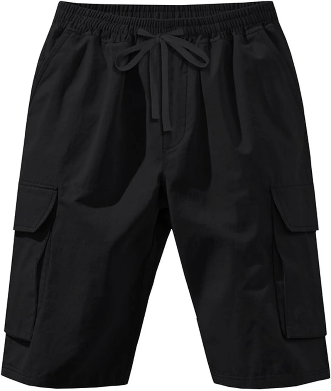 Men's Shorts Casual Cotton Linen Elastic Waist Summer Beach Vacation Shorts with Multi-Pocket