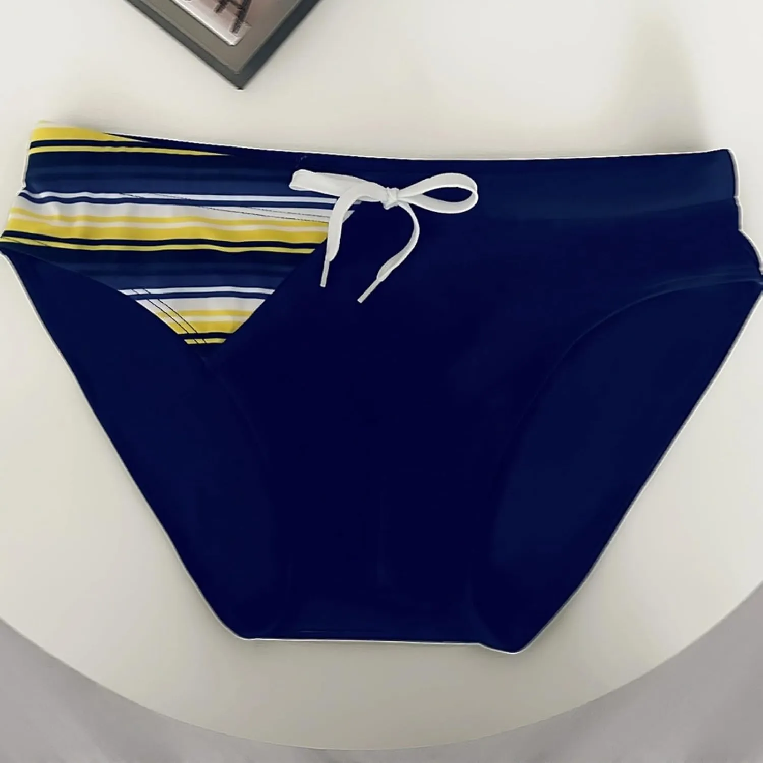 Mens Swim Briefs Colorblock Striped Swimwear Moisture Wicking Beach Shorts for Board Soprts Wear Lightweight Men Fashion