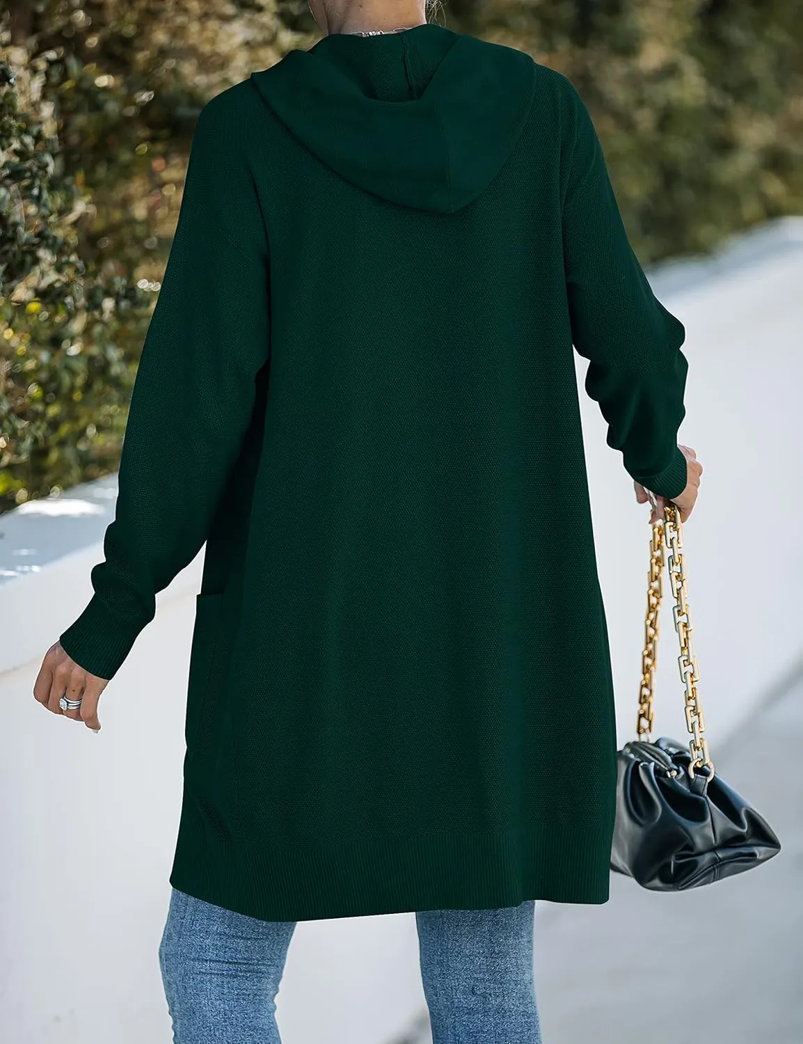 MEROKEETY Women's 2024 Long Sleeve Open Front Hoodie Knit Sweater Cardigan Outwear