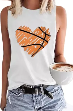 MHTOR Baseball O-Neck Tank Women Print Baseball Tanks Cute Workout Graphic Casual Summer Sleeveless Vest Top