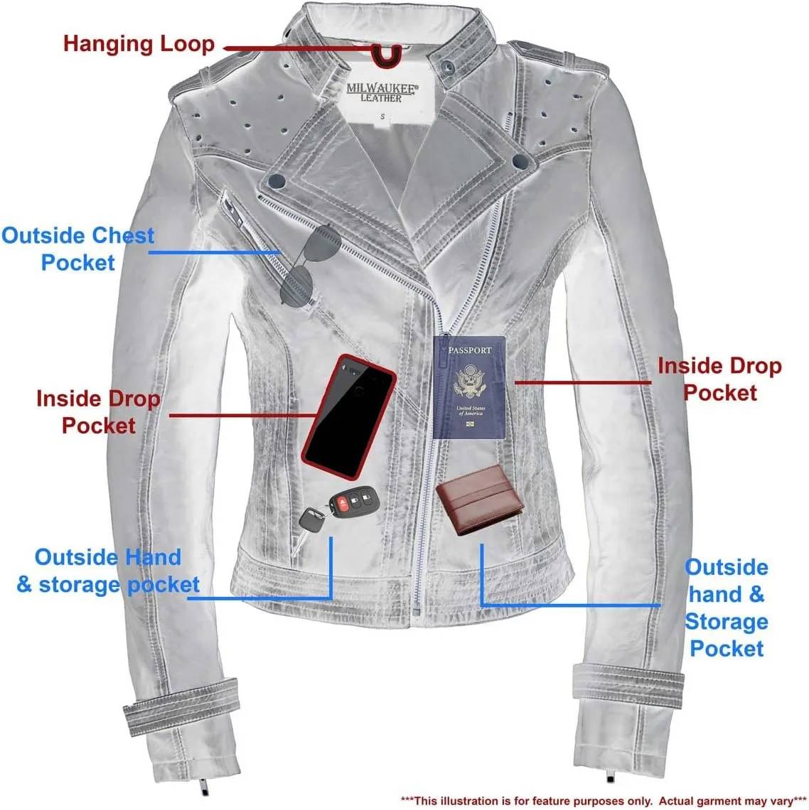 Milwaukee Leather SFL2840 Women's Maiden Black Premium Sheepskin Motorcycle Fashion Leather Jacket with Studs - Large