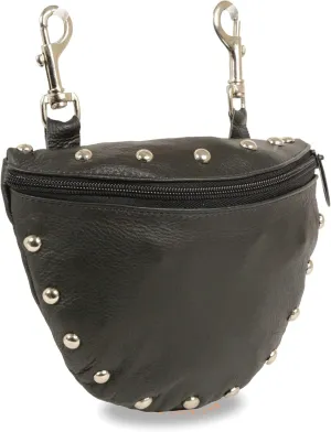Milwaukee Leather SH197S Women's Black Leather Studded Belt Bag with Belt Clasps