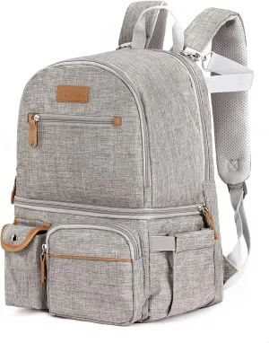 MOMIGO Breast Pump Backpack - Cooler and Moistureproof Bag Double Layer for Mother Outdoor Working Backpack with 13 Inch Laptop Compartment Fit Most Breast Pumps (Grey)
