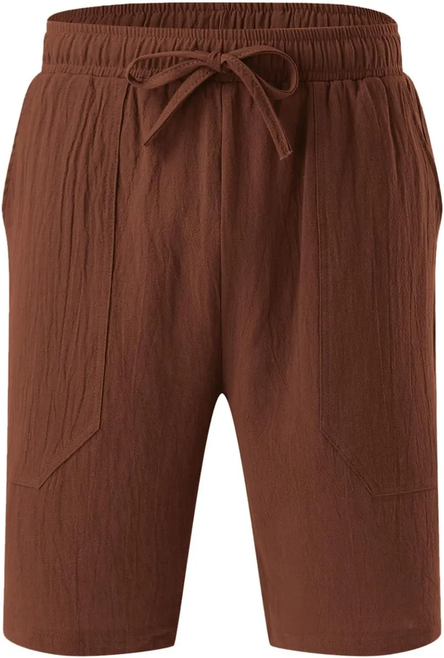 Muscularfit Men's Big & Tall Casual Drawstring Cotton Linen Shorts with Pockets - Regular Fit Stretch Work & Beach Shorts