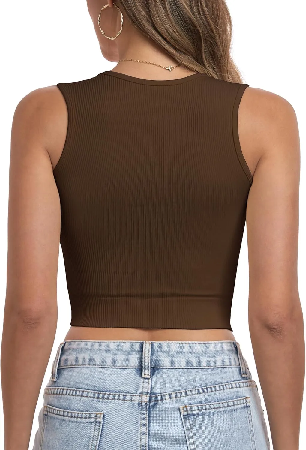 OLCHEE Womens Ribbed Crop Tank Tops Seamless Square Neck Trendy Going Out Basic Shirts 2024 Summer Slim Fit Sexy Y2K Top