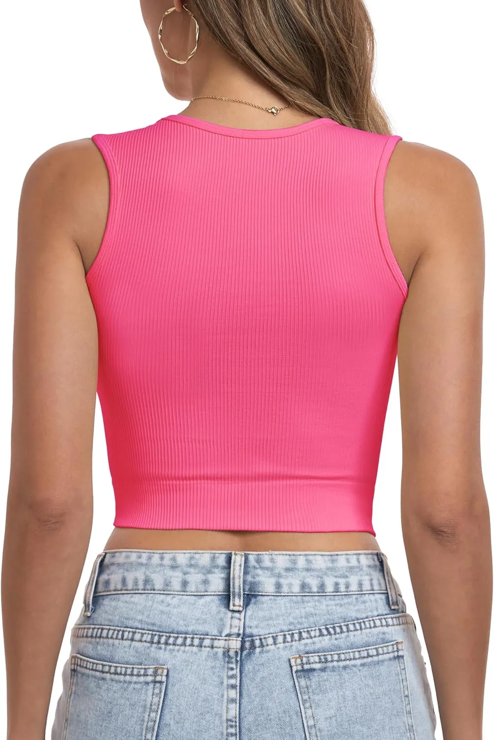 OLCHEE Womens Ribbed Crop Tank Tops Seamless Square Neck Trendy Going Out Basic Shirts 2024 Summer Slim Fit Sexy Y2K Top