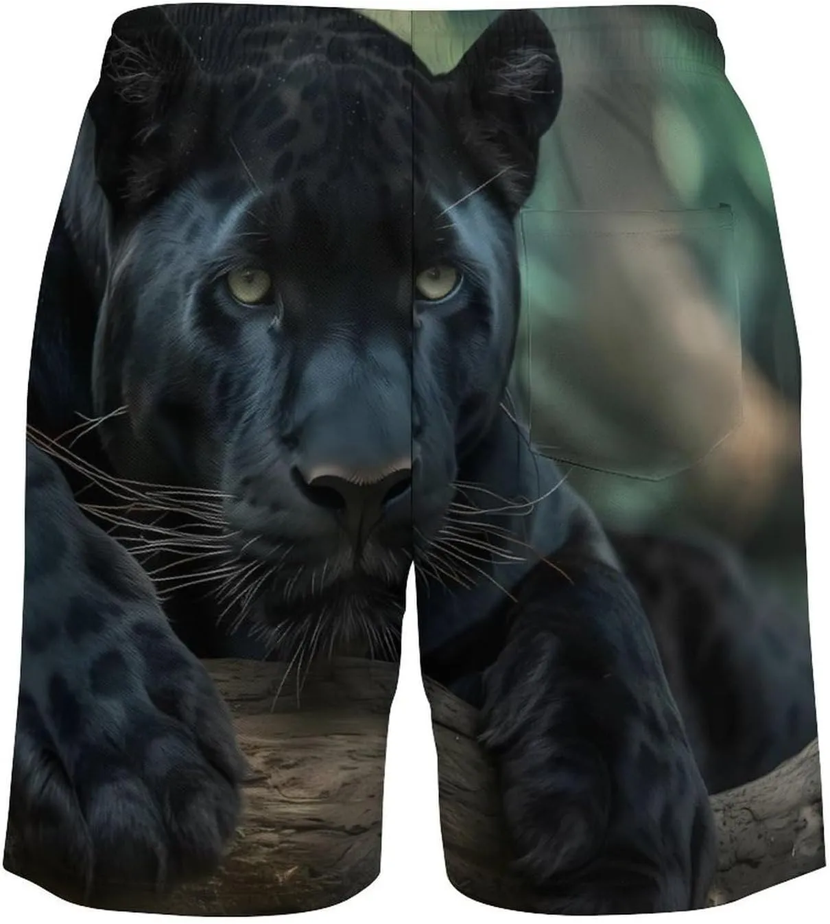 Panthers Male Casual Beach Shorts for Men Elastic Waist Drawstring Swim Shorts With Compression Liner