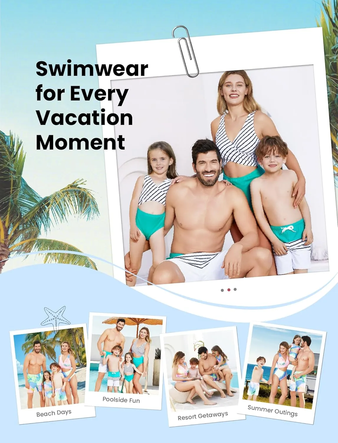 PATPAT Family Matching Swimsuits Swimwear Set for Couples Mommy and Me Striped Spliced Bathing One-Piece Swimsuits