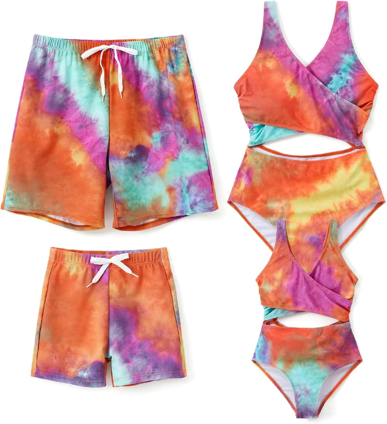 PATPAT Family Matching Swimsuits Swimwear Set for Couples Mommy and Me Striped Spliced Bathing One-Piece Swimsuits