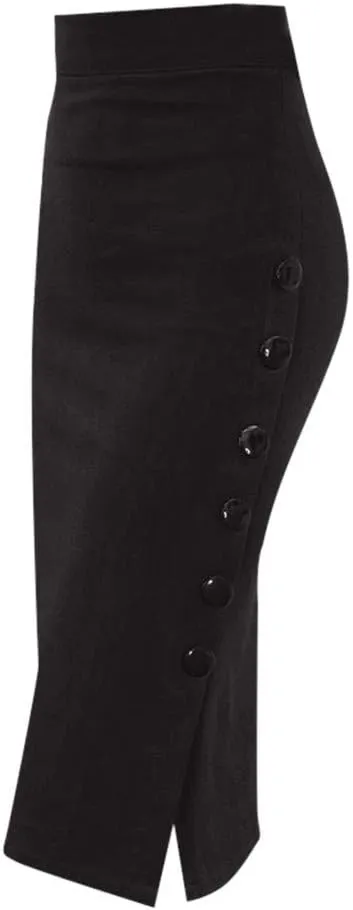 Pencil Skirt Button Womens Skirt High Ladies Multiple Office Split Size Waisted Skirt Skirts to Wear with Boots