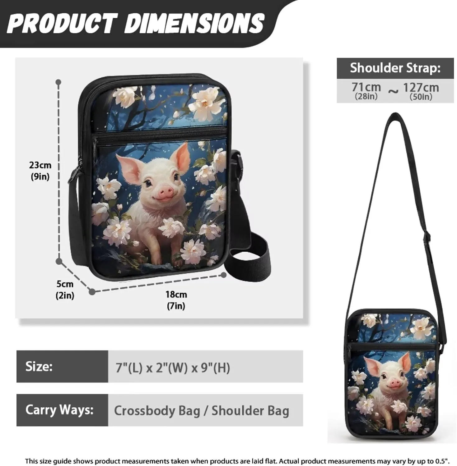 Pig Pattern Crossbody Shoulder Bag Small Sling Bag for Women Satchel Messenger Bags