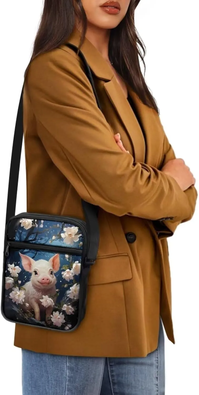 Pig Pattern Crossbody Shoulder Bag Small Sling Bag for Women Satchel Messenger Bags