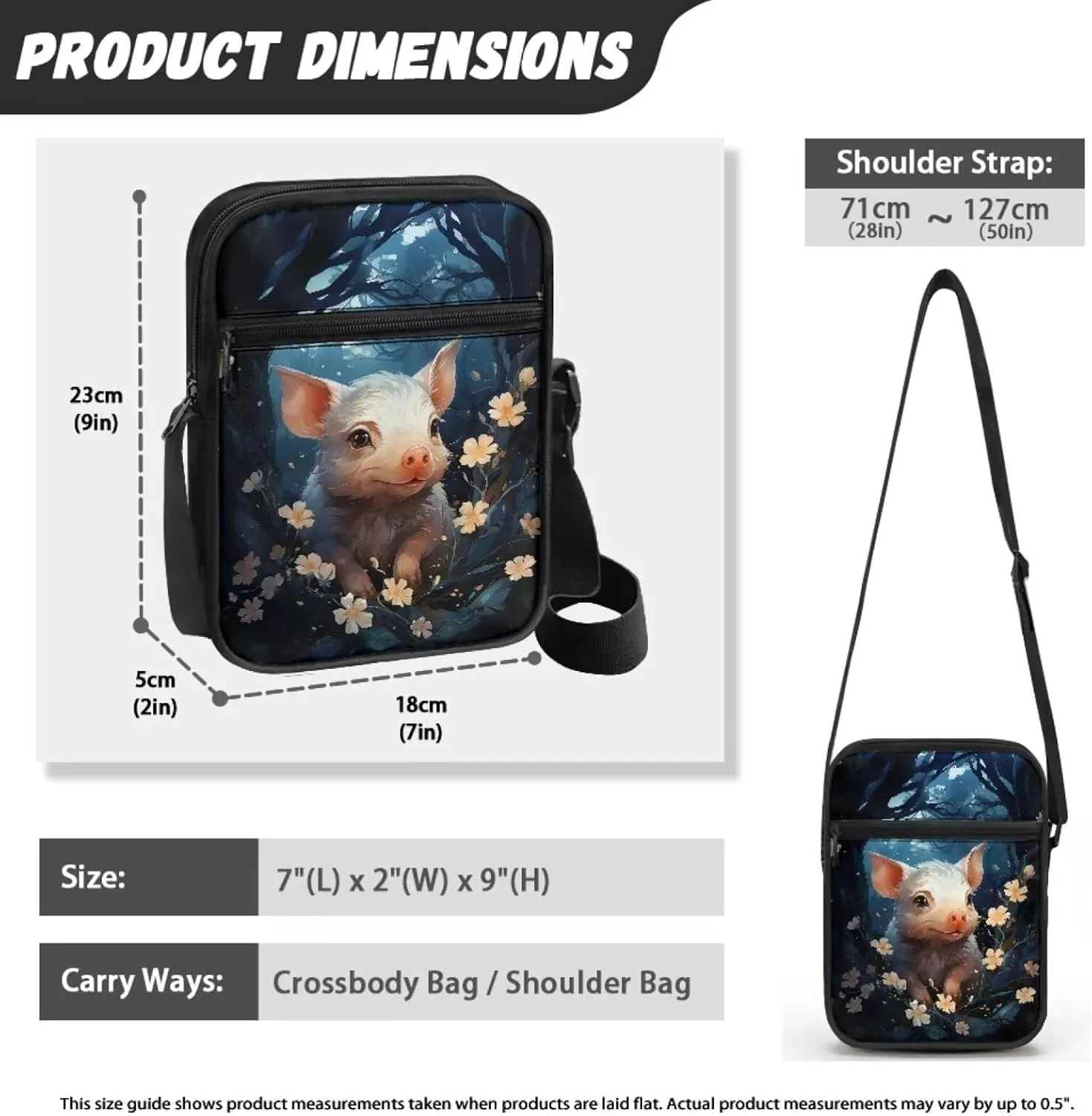 Pig Pattern Crossbody Shoulder Bag Small Sling Bag for Women Satchel Messenger Bags