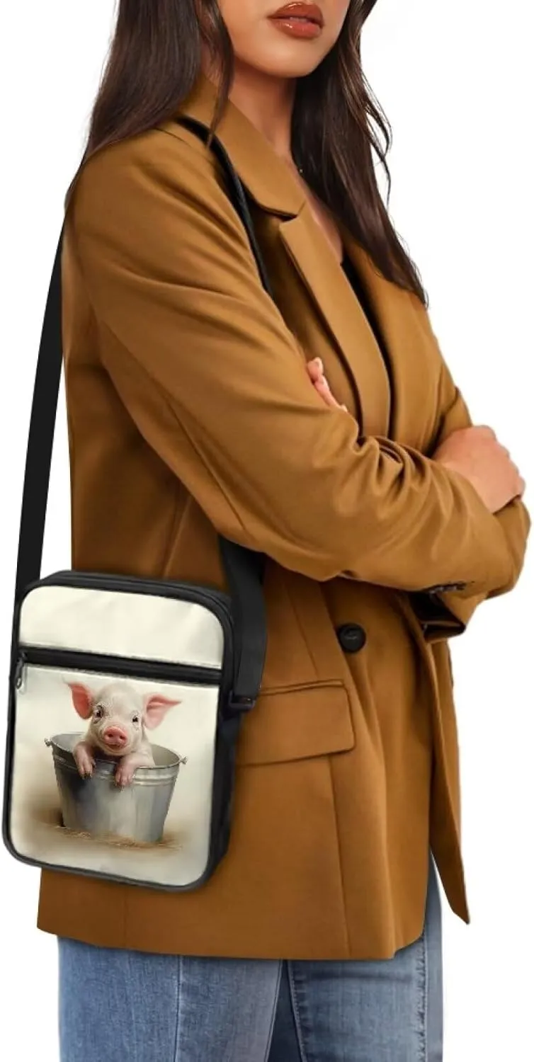 Pig Pattern Crossbody Shoulder Bag Small Sling Bag for Women Satchel Messenger Bags