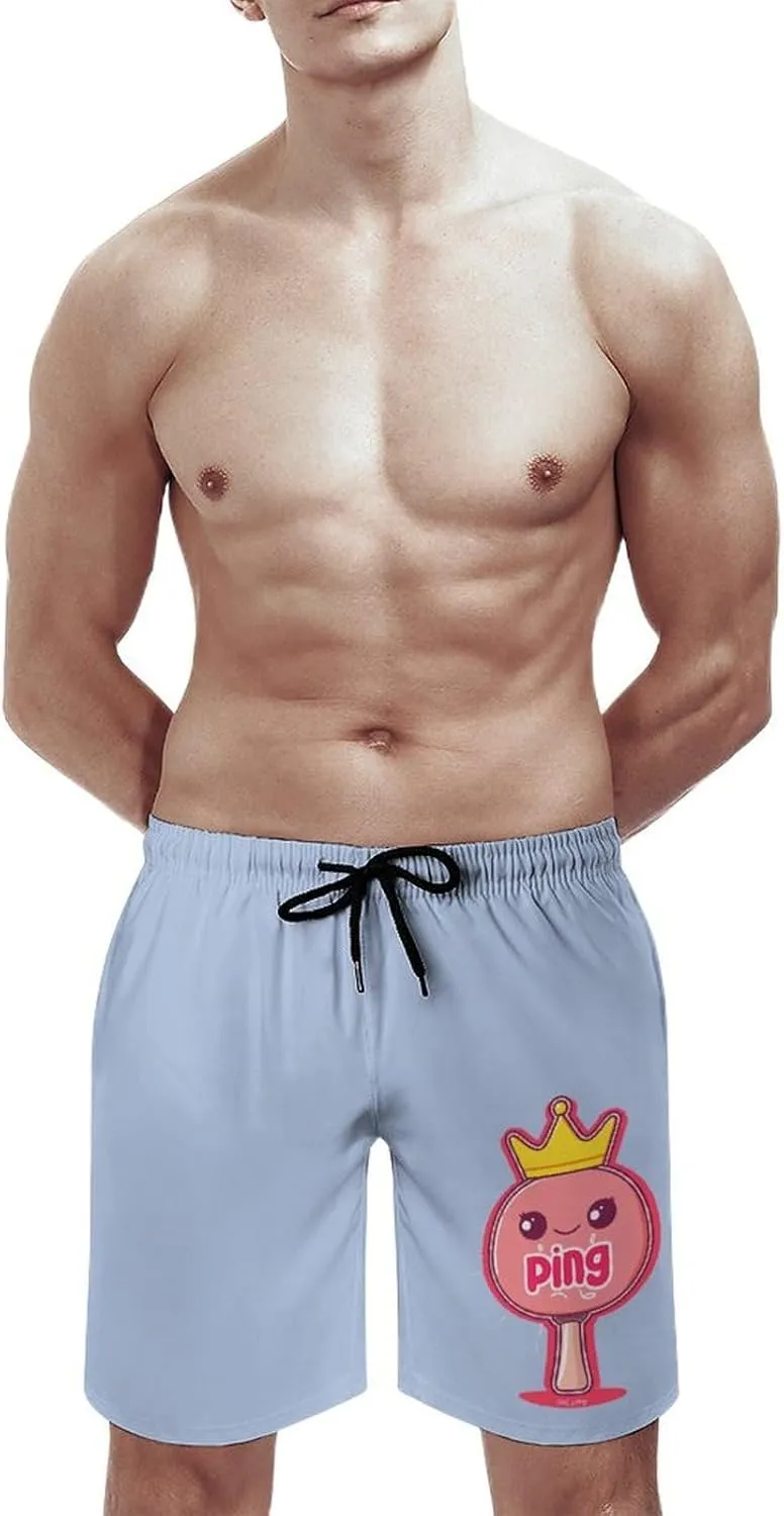 Ping Pong Queen Men's Swim Trunks Quick Dry Board Shorts Breathable Summer Beach Shorts Bathing Suits