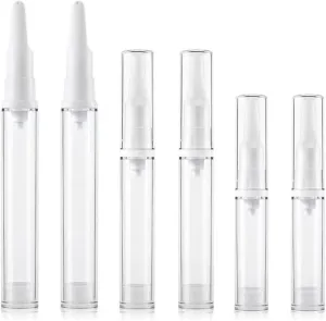 Qeuly 6 Pack Airless Pump Jars Travel Foundation Container, Travel Size Eye Cream Dispenser Empty Refillable Cosmetic Pump Bottles for Lotion Skincare Serum (5ml 10ml 15ml) (SN-15105)