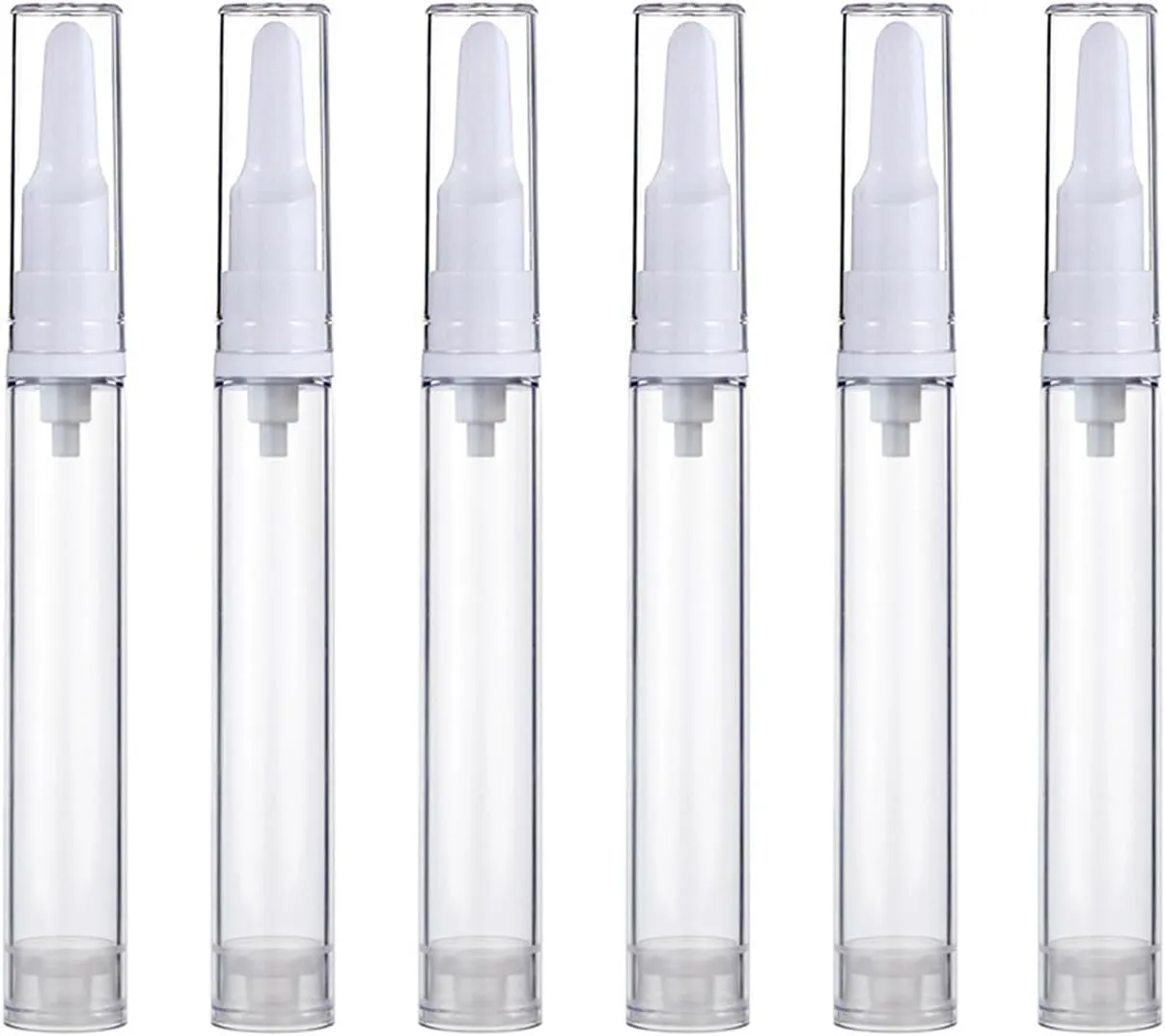 Qeuly 6 Pack Airless Pump Jars Travel Foundation Container, Travel Size Eye Cream Dispenser Empty Refillable Cosmetic Pump Bottles for Lotion Skincare Serum 5ml