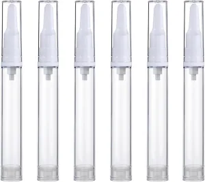 Qeuly 6 Pack Airless Pump Jars Travel Foundation Container, Travel Size Eye Cream Dispenser Empty Refillable Cosmetic Pump Bottles for Lotion Skincare Serum 5ml