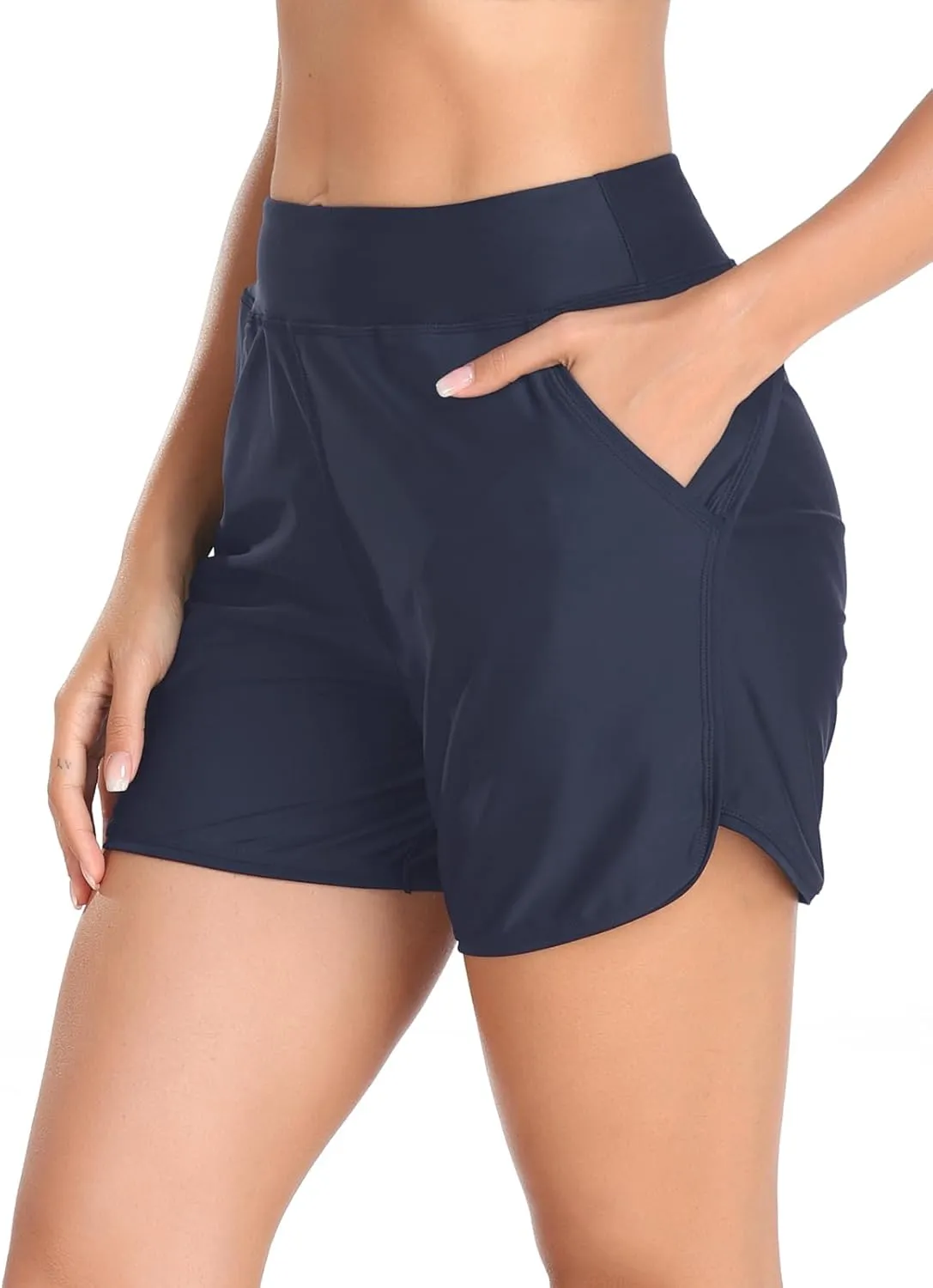 RELLECIGA Women's 5" High Waisted Board Shorts UPF 50  Quick Dry Swim Shorts with Liner Pockets