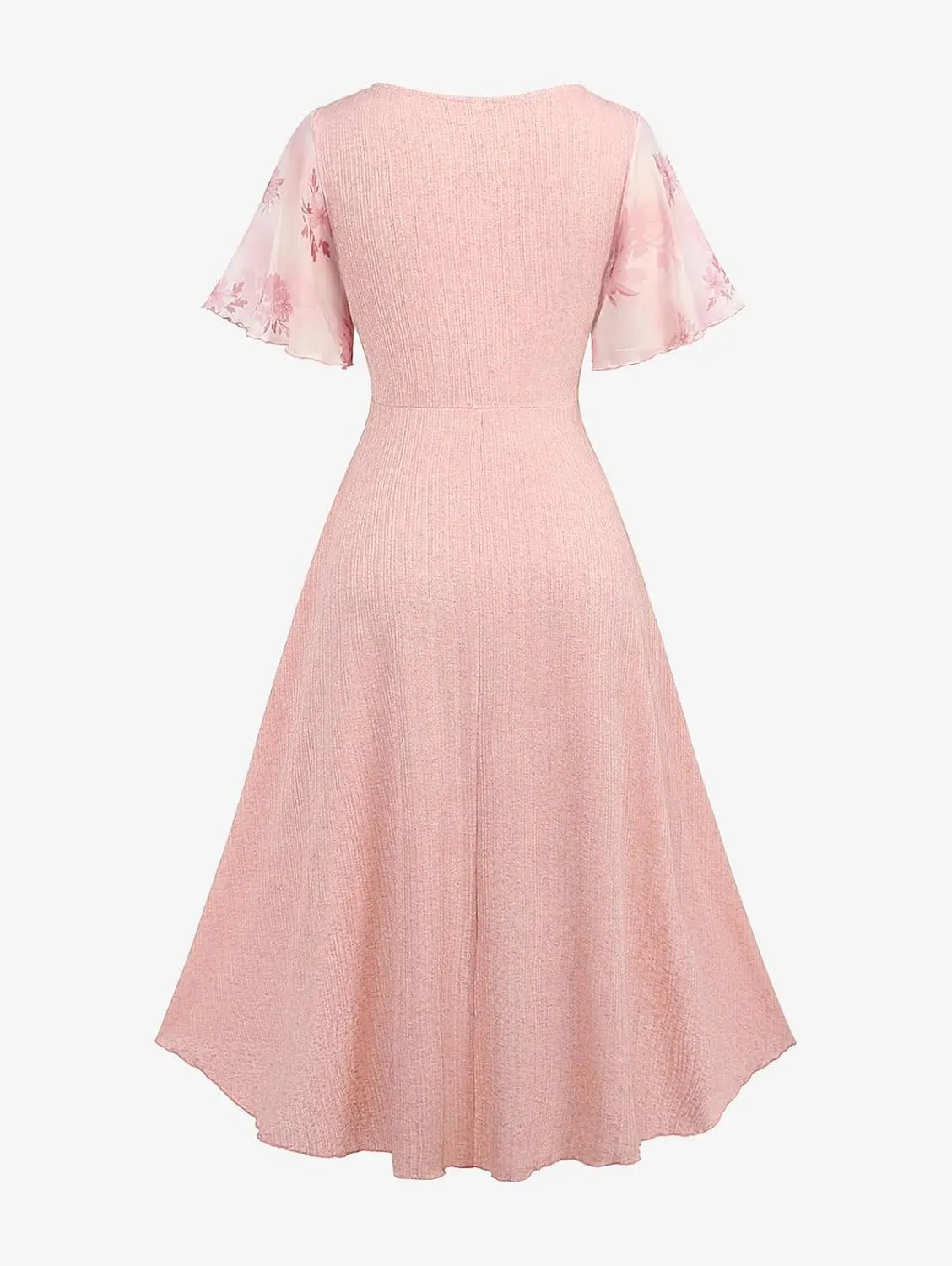 ROSE GAL Rosegal Women Plus Size Flutter Sleeves Ombre Floral Print A Line Midi Dress