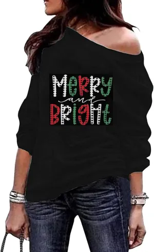 Roshop Womens Off Shoulder Holiday Memorial Patriotic USA Flag Long Sleeve Sweatshirts