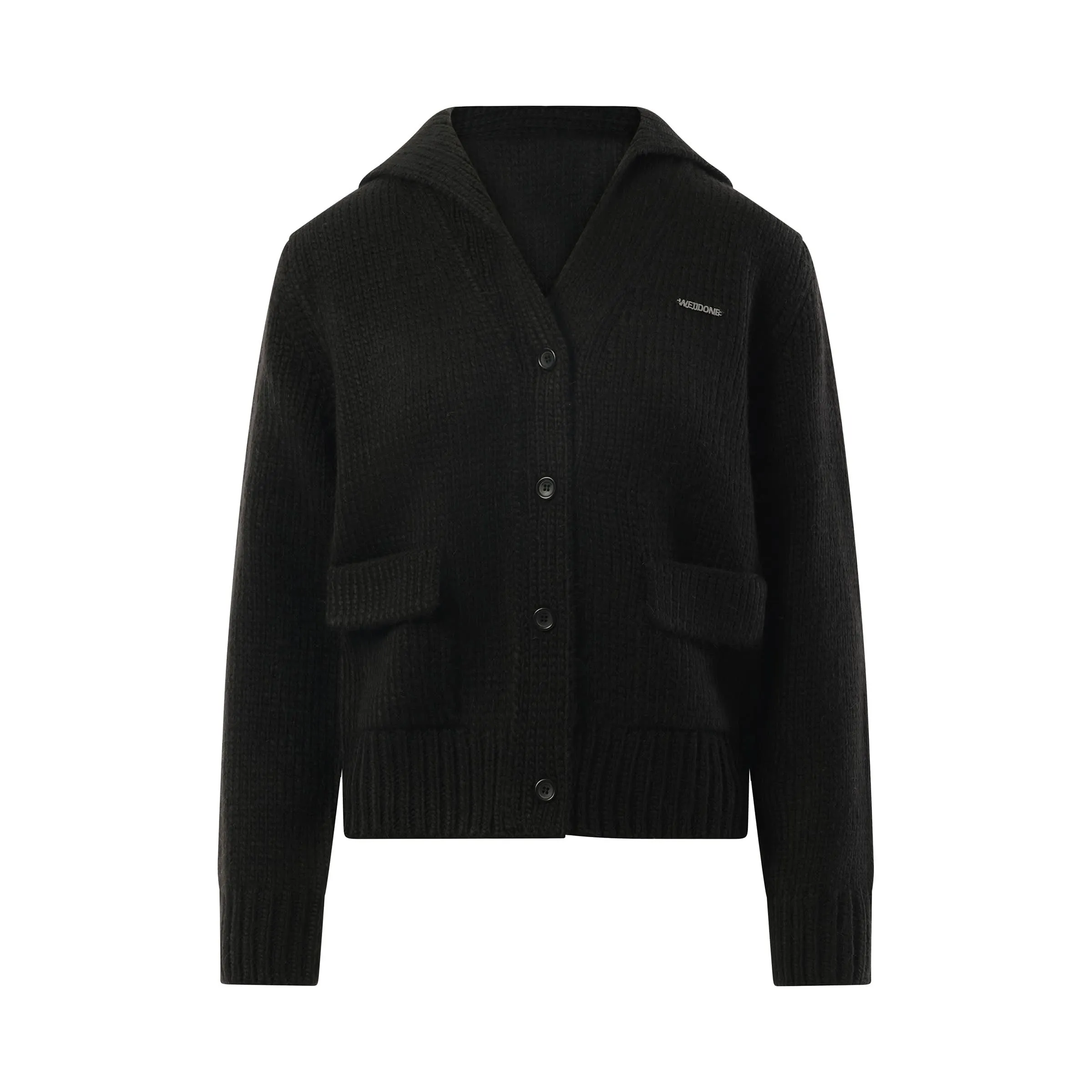 Sailor-Neck Cardigan in Black