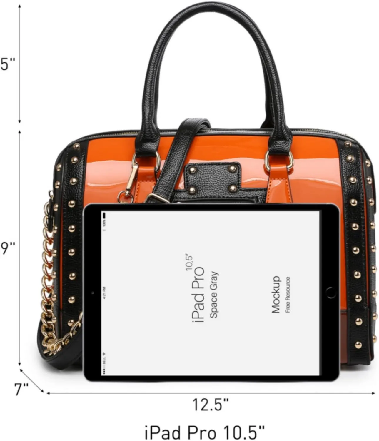 Shiny Patent Faux Leather Handbags Women Barrel Purses Top Handle Satchel Bags Shoulder Bag (Large Orange)