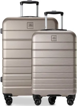 Skyway Epic 2.0 Hardside Lightweight and Durable ABS Shell Luggage, Spacious with 4-Wheel Spinners, Comfort Grip with Telescoping Handle, Men and Women, Bone, 2-Piece Set (20,24)