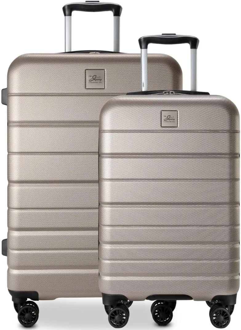 Skyway Epic 2.0 Hardside Lightweight and Durable ABS Shell Luggage, Spacious with 4-Wheel Spinners, Comfort Grip with Telescoping Handle, Men and Women, Bone, 2-Piece Set (20,24)