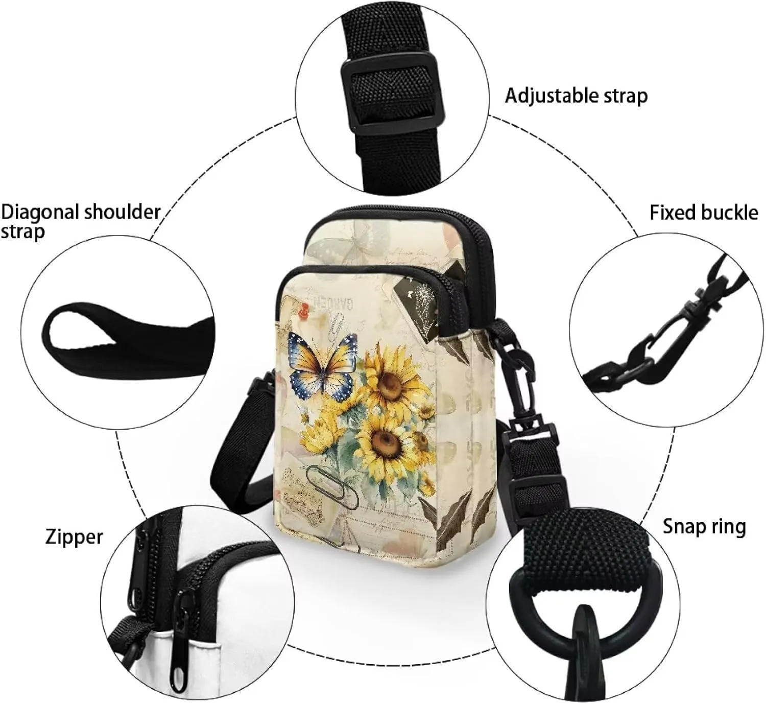 Small Messenger Bags Travel Satchel Sling Bag Phone Purses Wallet Bag for Women Men