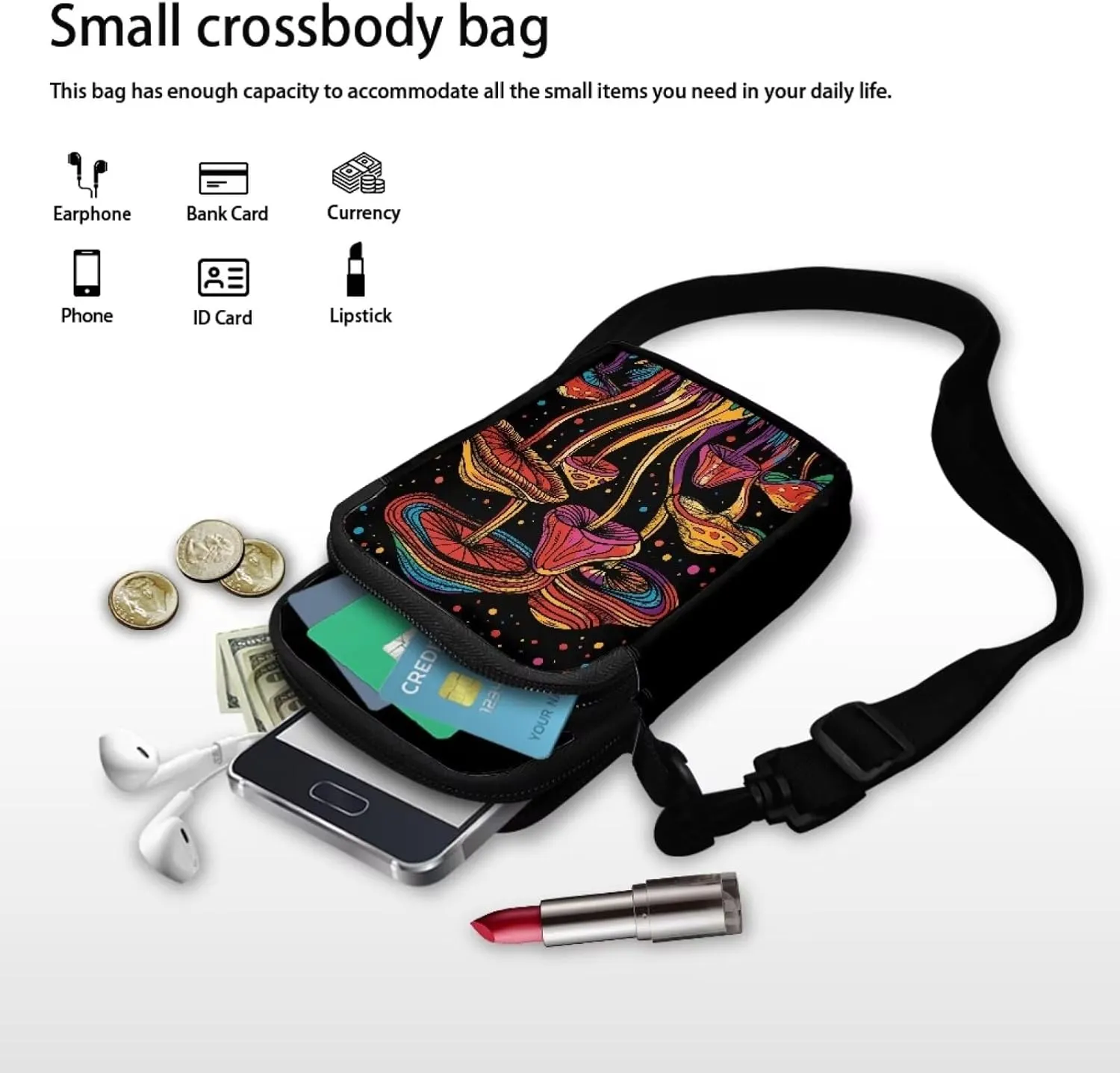 Small Messenger Bags Travel Satchel Sling Bag Phone Purses Wallet Bag for Women Men