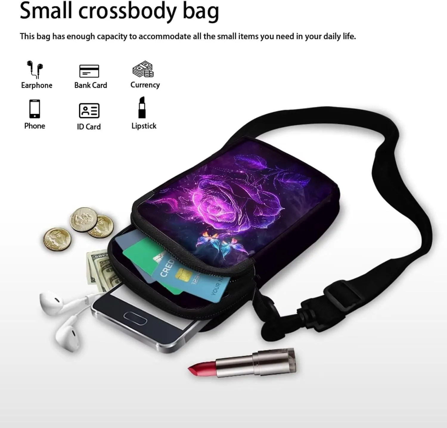 Small Messenger Bags Travel Satchel Sling Bag Phone Purses Wallet Bag for Women Men