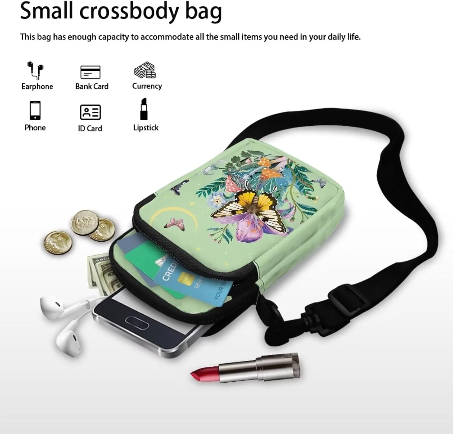 Small Messenger Bags Travel Satchel Sling Bag Phone Purses Wallet Bag for Women Men