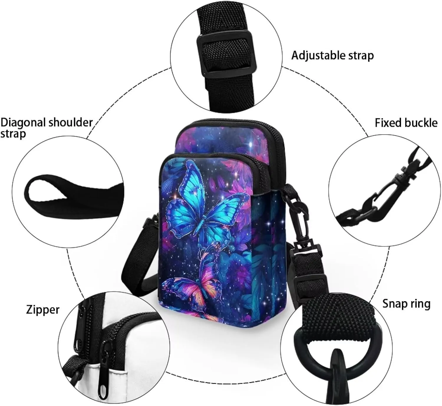 Small Messenger Bags Travel Satchel Sling Bag Phone Purses Wallet Bag for Women Men