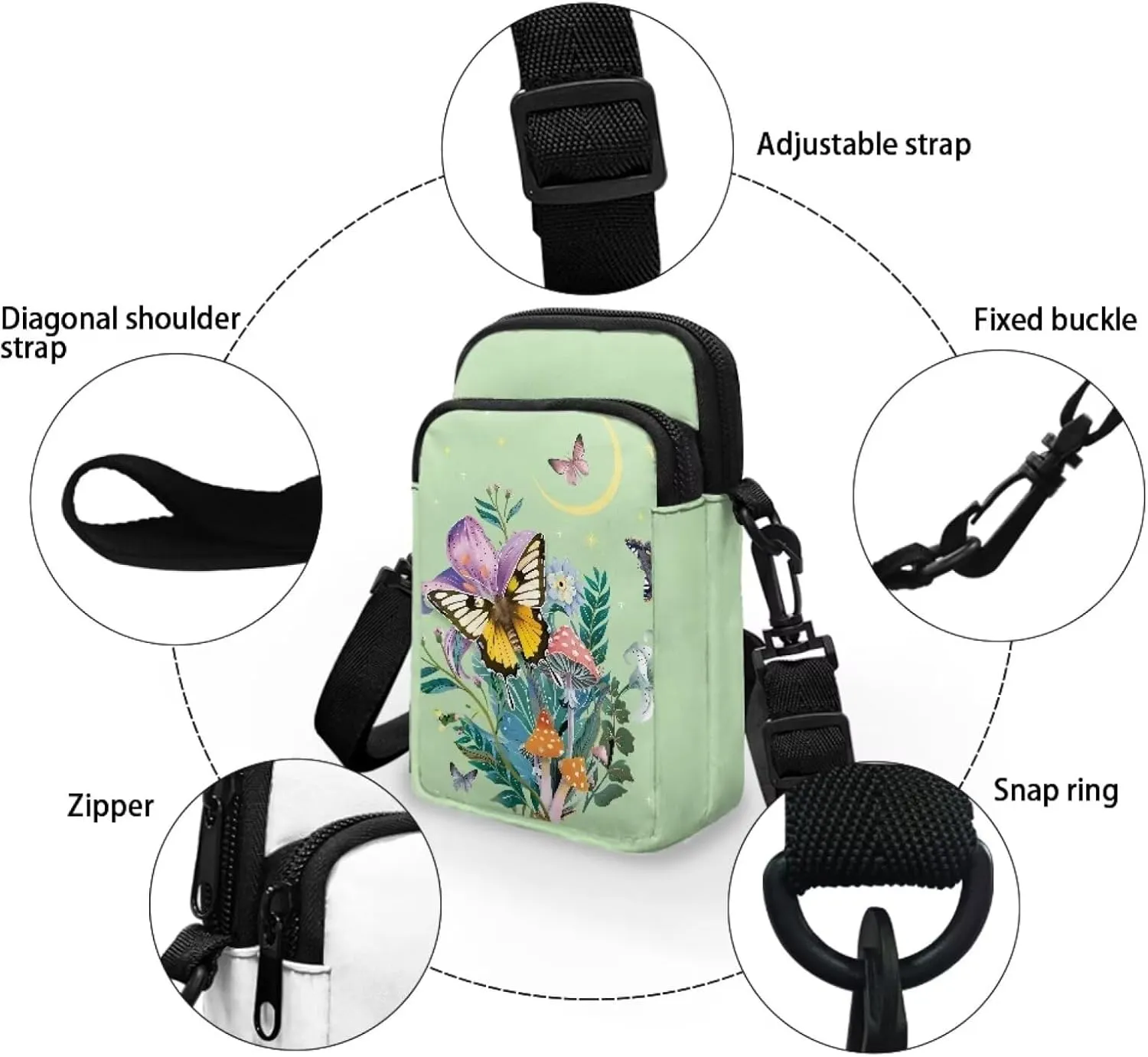 Small Messenger Bags Travel Satchel Sling Bag Phone Purses Wallet Bag for Women Men