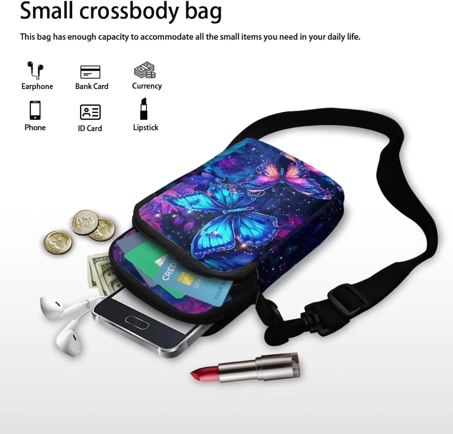 Small Messenger Bags Travel Satchel Sling Bag Phone Purses Wallet Bag for Women Men
