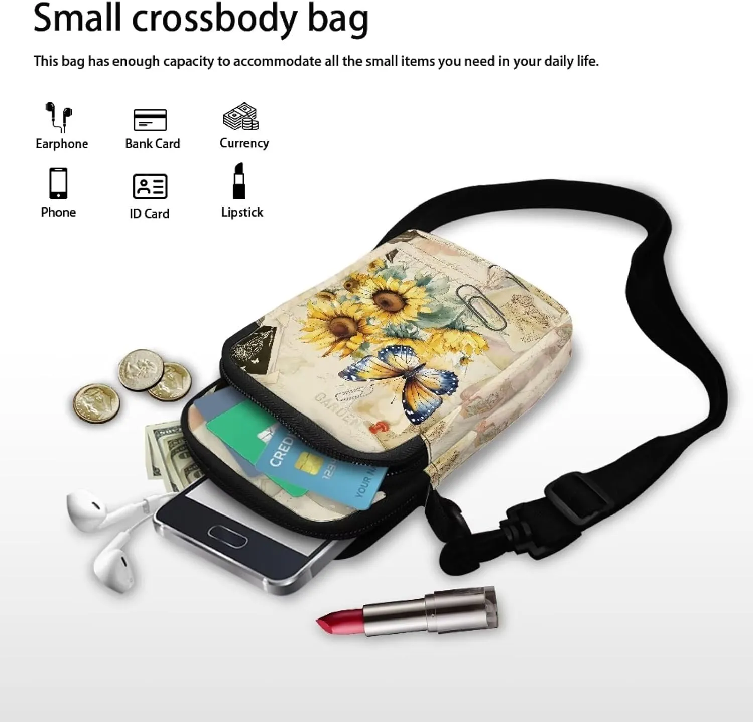 Small Messenger Bags Travel Satchel Sling Bag Phone Purses Wallet Bag for Women Men