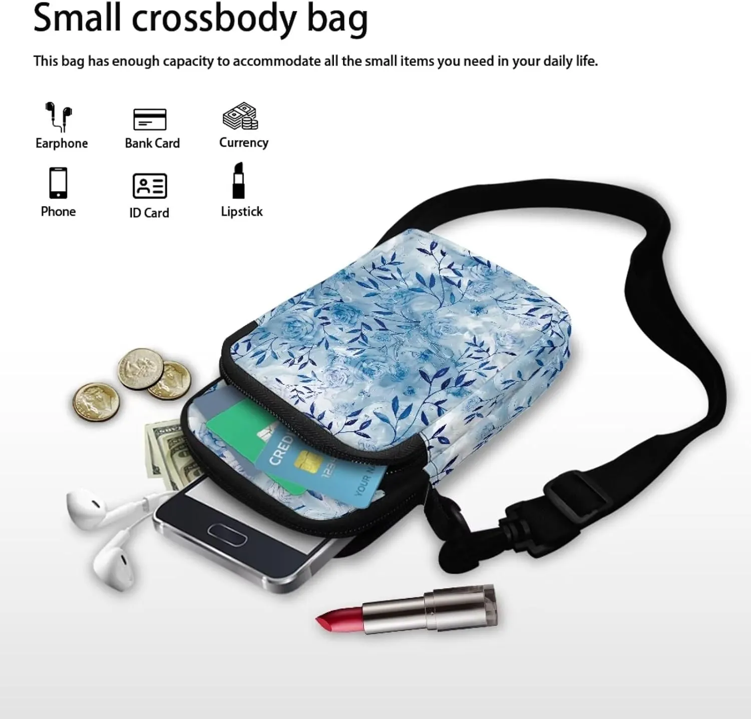 Small Messenger Bags Travel Satchel Sling Bag Phone Purses Wallet Bag for Women Men