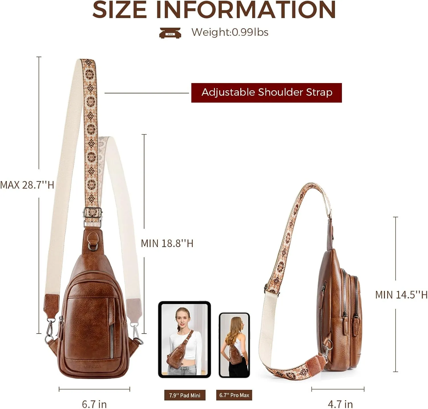 Small Sling Bag for Women, Vegan Leather Crossbody Bags for Women Trendy Designer Ladies Fanny Pack Chest Bag Purse