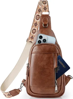 Small Sling Bag for Women, Vegan Leather Crossbody Bags for Women Trendy Designer Ladies Fanny Pack Chest Bag Purse