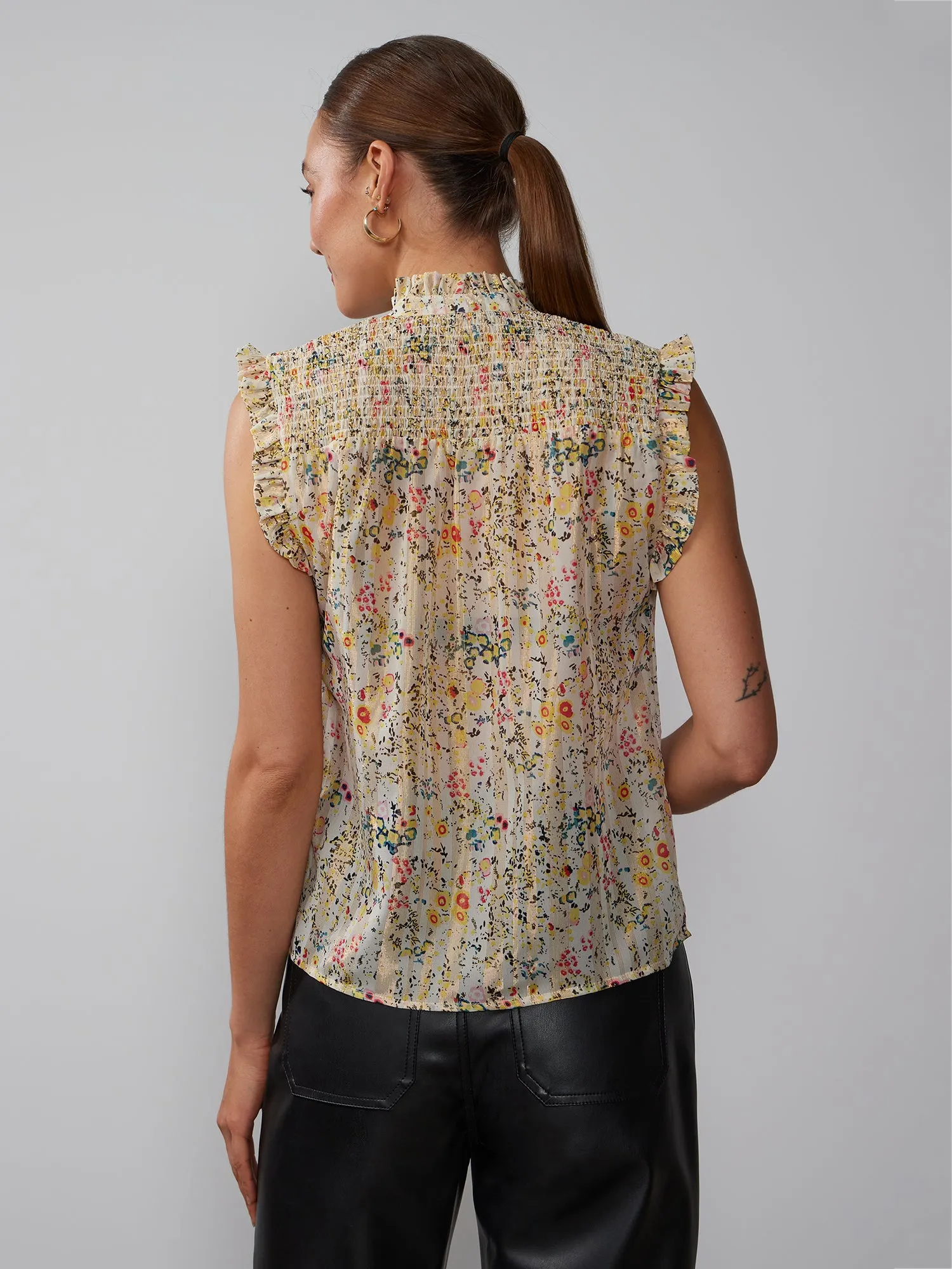 Smock Yoke Lurex Floral Blouse