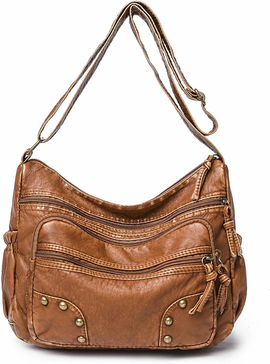 Soft Leather Handbag for Women Multi-Pocket Crossbody Bag Waterproof Shoulder Bag Ladies Casual Messenger Bags