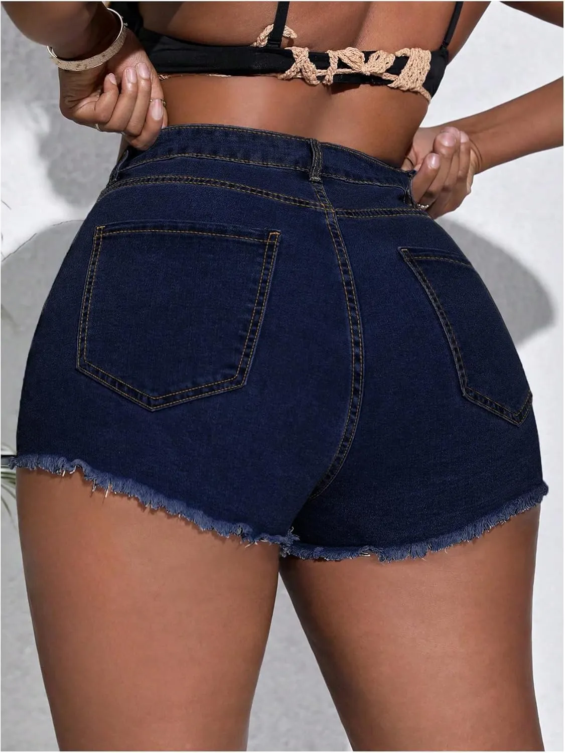 SOLY HUX Women's Plus Size Ripped Denim Shorts Casual Summer High Waisted Skinny Jean Shorts