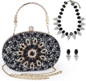 Sparkle Jeweled Clutch Purses Crystal Wedding Evening Purse for Women
