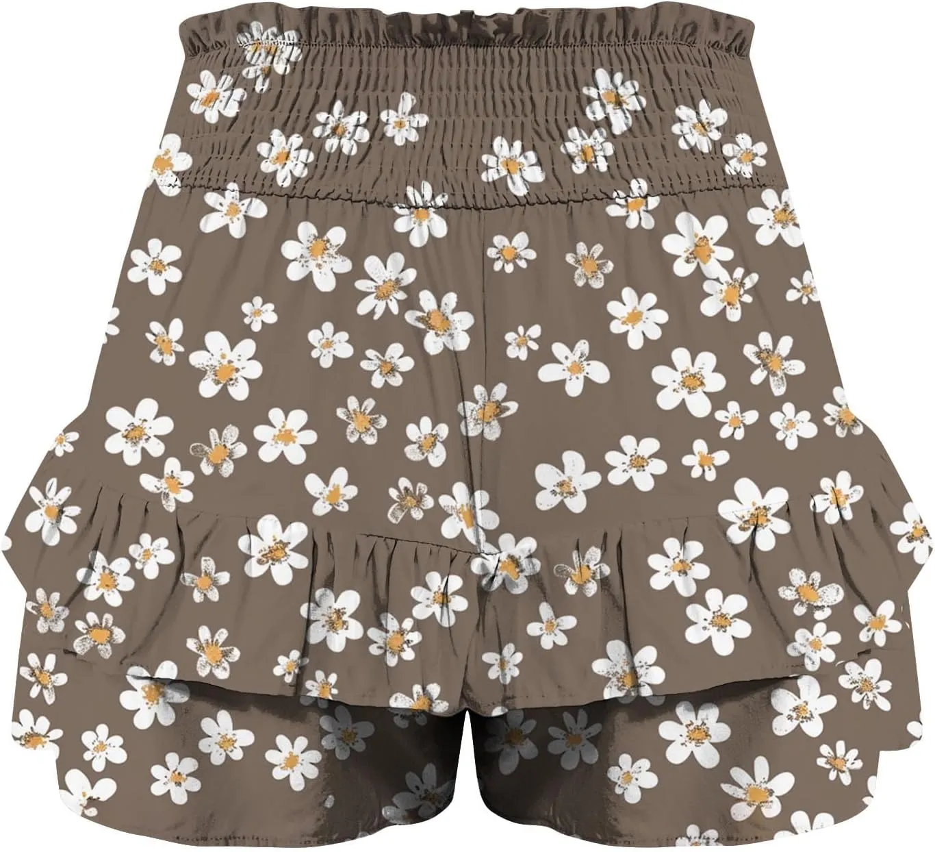 Summer Shorts for Women 2024 Elastic High Waisted Pleated Ruffle Mini Skirts Cute Beach Vacation Flowy Shorts Skorts
