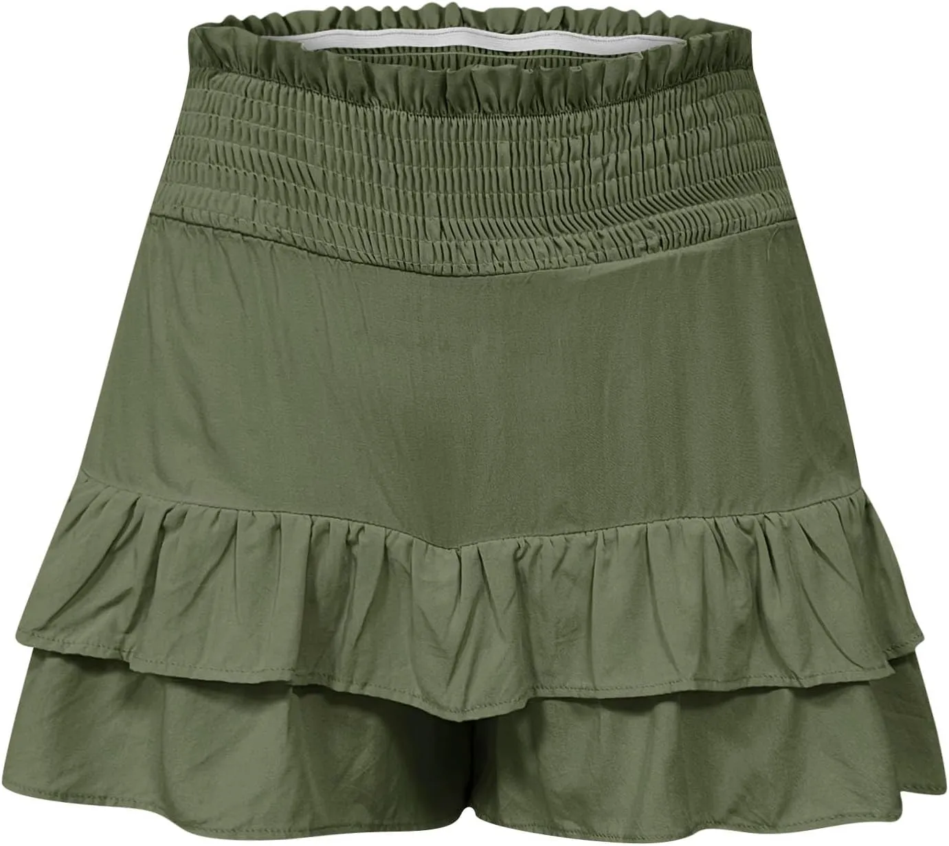 Summer Shorts for Women 2024 Elastic High Waisted Pleated Ruffle Mini Skirts Cute Beach Vacation Flowy Shorts Skorts