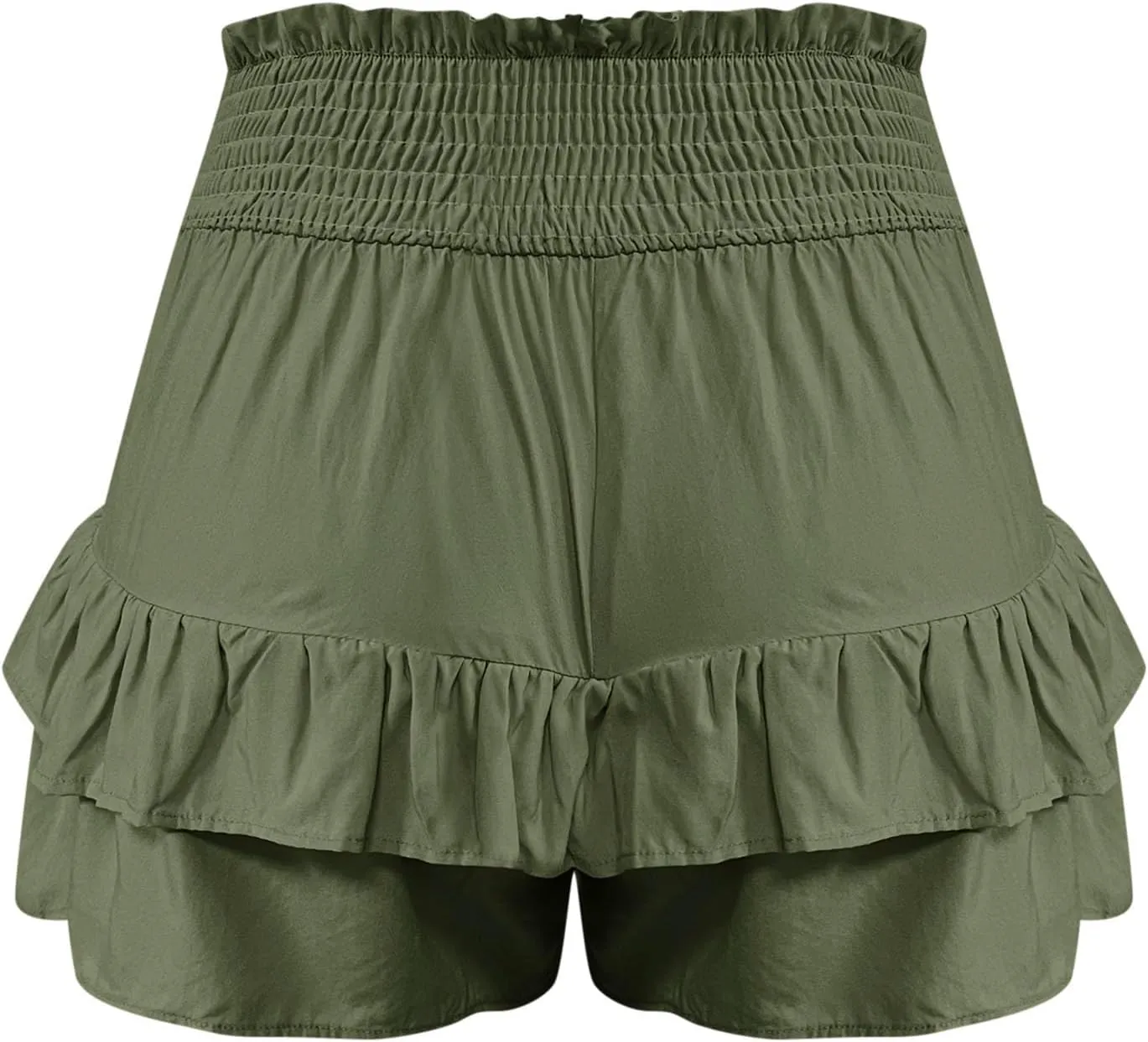 Summer Shorts for Women 2024 Elastic High Waisted Pleated Ruffle Mini Skirts Cute Beach Vacation Flowy Shorts Skorts