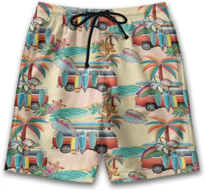 Surf Spot Mens Swim Trunks - Tropical Hawaiian Mens Shorts Casual - Summer Drawstring Beachwear Shorts PA106