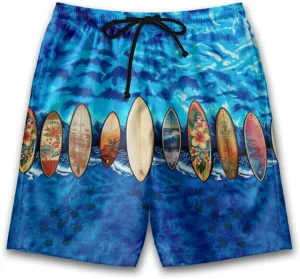 Surf Spot Mens Swim Trunks - Tropical Hawaiian Mens Shorts Casual - Summer Drawstring Beachwear Shorts PA106